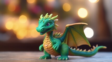 Fototapeta premium Green dragon. Chinese new year of dragon 2024
