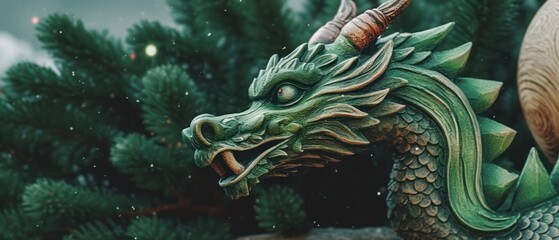 Green dragon. Chinese new year of dragon 2024