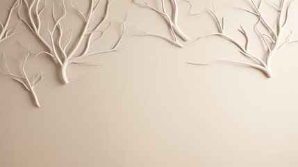  a wall with a bunch of branches on it and a light colored background.  generative ai