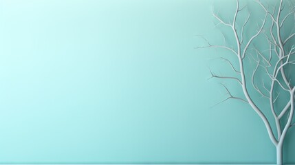  a white tree with no leaves on a blue background with a light blue wall.  generative ai