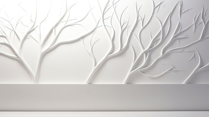  a white wall with a bunch of trees on it's side.  generative ai