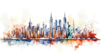  a watercolor painting of a cityscape with buildings.  generative ai
