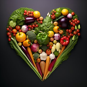 vegetables arrangement in heart shape, Vegan day, 