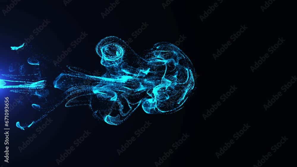 Poster abstract particles background. vivid color fluid particles. motion design background shining neon pa