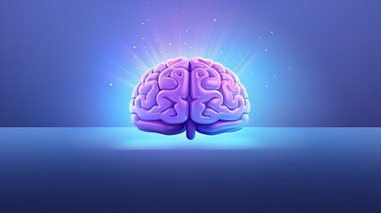 Human brain 3D model bathed in neon glow symbolizing intelligence and endless possibilities of learning and development, modern intricate nature of human cognition