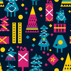 Obraz na płótnie Canvas Christmas Seamless tile pattern gift wrap background design