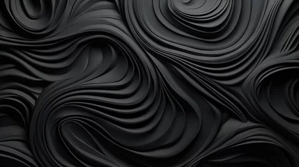 Küchenrückwand glas motiv  an abstract black background with wavy lines and a wavy design.  generative ai © Shanti