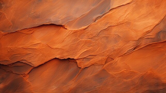  an orange rock wall with a very large crack in it.  generative ai