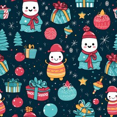 Christmas Seamless tile pattern gift wrap background design