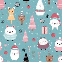 Christmas Seamless tile pattern gift wrap background design