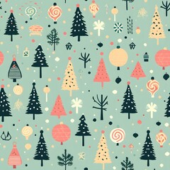 Obraz premium Christmas Seamless tile pattern gift wrap background design