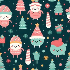Christmas Seamless tile pattern gift wrap background design