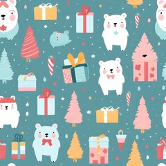 Christmas Seamless tile pattern gift wrap background design