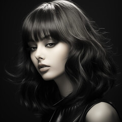 Fototapeta premium Illustration of a haircut fashion portrait, AI Generated