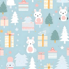 Christmas Seamless tile pattern gift wrap background design