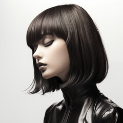 Illustration of a haircut fashion portrait, AI Generated