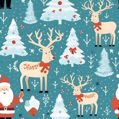 Christmas Seamless tile pattern gift wrap background design