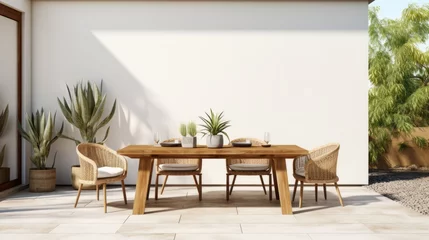 Foto op Plexiglas wooden dining furniture country contemporary house beautiful interior design outdoor balcony home design concept © VERTEX SPACE
