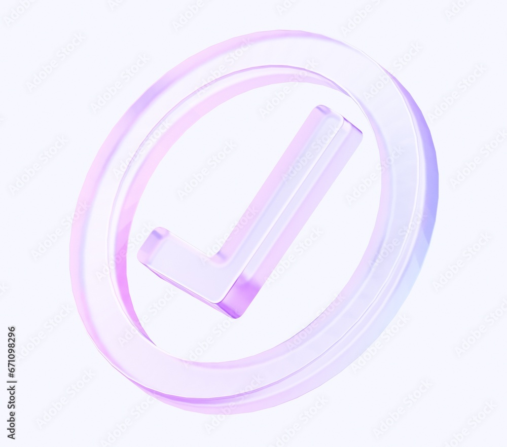 Fototapete check icon with colorful gradient. 3d rendering illustration for graphic design, ui ux design, prese
