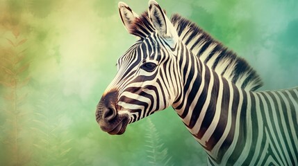 Fototapeta na wymiar a close up of a zebra with a blurry background. generative ai