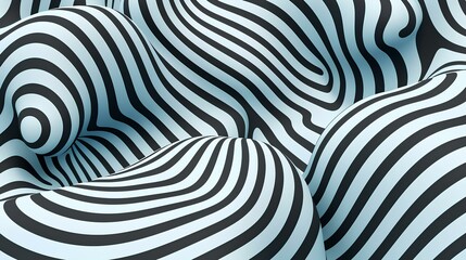 a black and white striped background with wavy lines