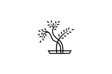 Fototapeta premium Bonsai Logo Design Icon Vector