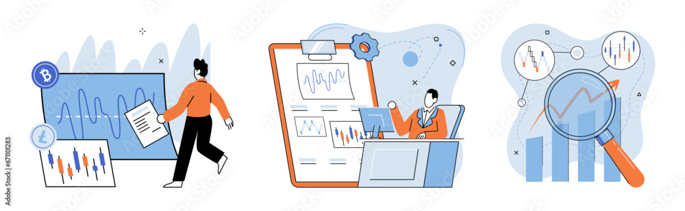 Poster crypto invest. vector illustration. the concept crypto investment is often compared to metaphorical 