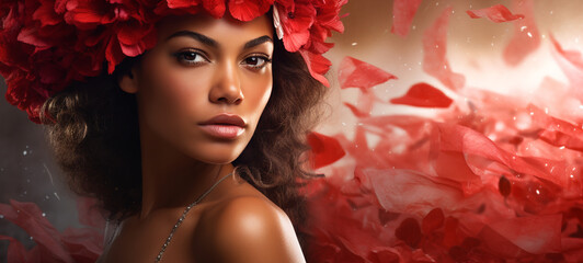 portrait of a beautiful Cuban woman makeup 