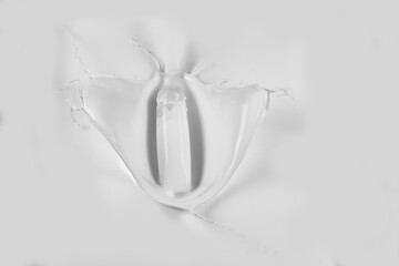 collection of various milk splashes on white background