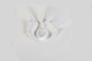 collection of various milk splashes on white background