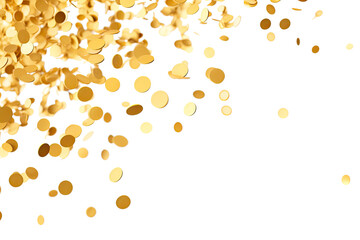 Golden confetti with transparent background. Celebration and party concept.