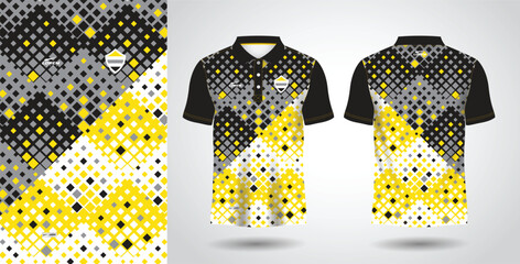yellow and black sublimation shirt for polo sport jersey template - obrazy, fototapety, plakaty