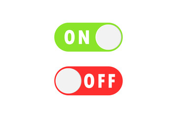 On and off switches, Slider button on isolated background, Vector illustration.