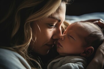 Fototapeta na wymiar shot of a mother holding her newborn son