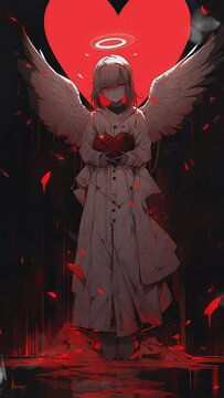 angel with wings and red heart ♥️