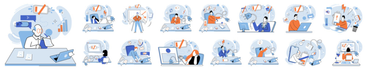 Low energy vector illustration. Building strength and endurance through regular physical activity can combat low energy Emotive practices such as meditation and mindfulness can improve mental well