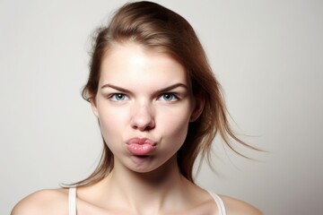 studio shot of a confident young woman biting on her lip