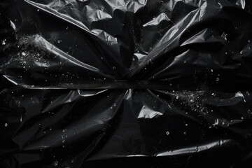 Texture of crumpled black plastic