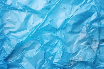 Texture of crumpled blue plastic