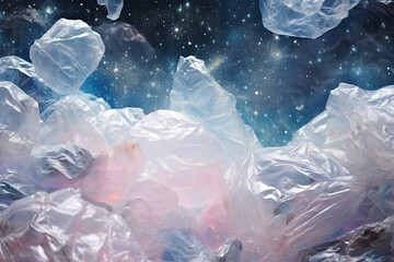 Fototapeta premium Abstract multicolored space background made of plastic bags