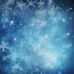 Natural Winter Christmas background with sky, heavy snowfall, snowflakes in different shapes and forms, snowdrifts. Winter landscape with falling christmas shining beautiful snow.