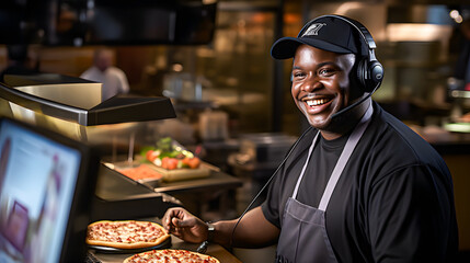 An African-American employee of a pizzeria