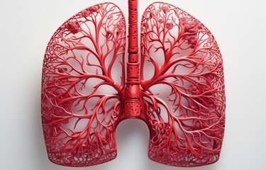 Section through the human respiratory system. With a clipping path on a white background.