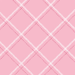 Pastel tablecloth gingham Vector Pattern. hand drawn doodle checker background. Pink cottagecore Garden design. Homestead Farmhouse Summer Graphic Background.