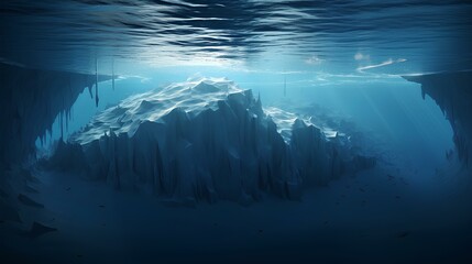 Hidden Dangerous Iceberg with Global Warming Concept