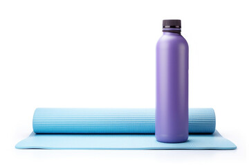 A yoga mat and a plastic water bottle, emphasizing the clean and sportive lifestyle in the gym for a healthy workout. - Powered by Adobe