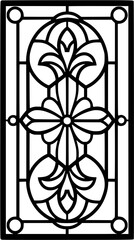 Rectangle Stained Glass Vintage Outline Icon in Hand-drawn Style