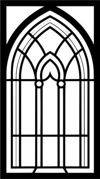 Rectangle Stained Glass Vintage Outline Icon in Hand-drawn Style