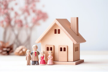 miniature wooden house model highlights the essential concept of housing and property in the realm of real estate and business.