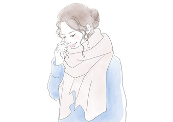 マフラーをした笑顔の女性